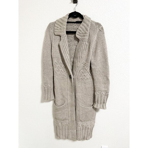 Iris von Arnim Womens Cashmere Long Chunky Knit Cardigan Sweater Beige Size S - Picture 1 of 5